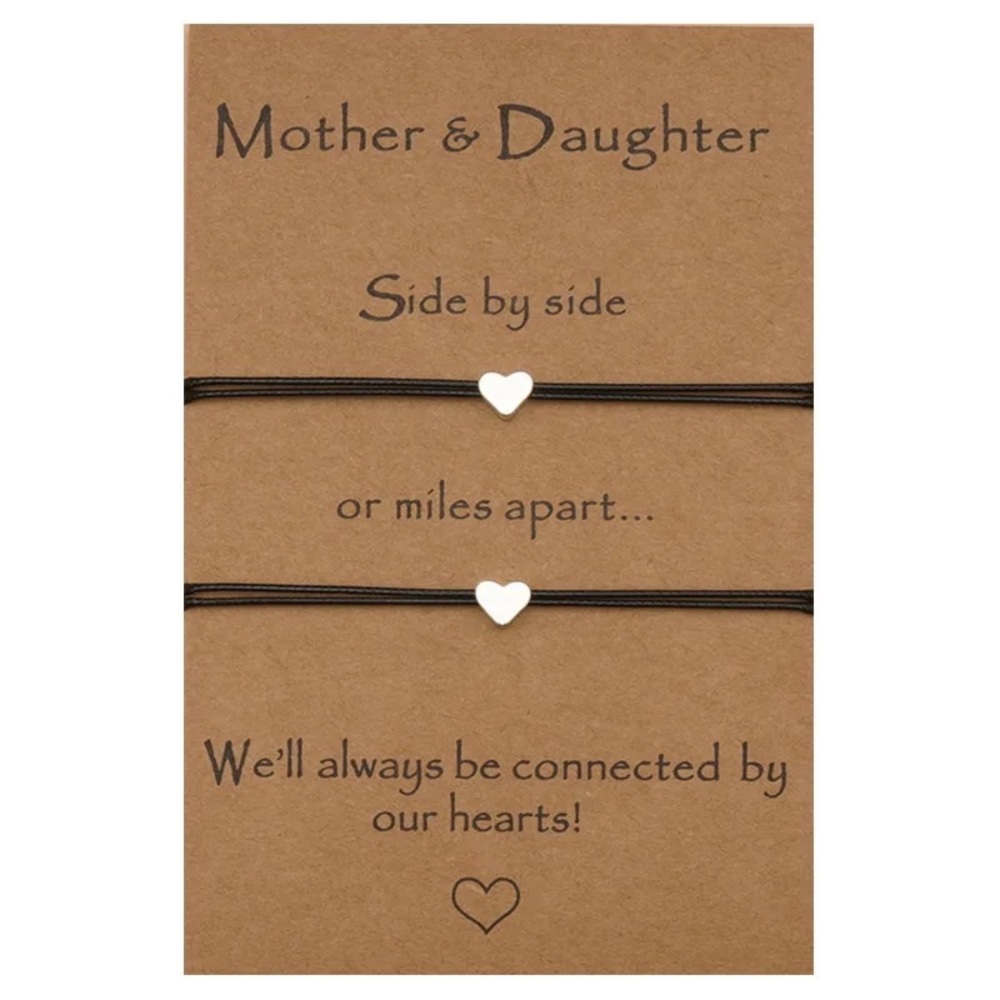Mother Daughter 2 bracelets set holiday Gift Silver jewelry w card